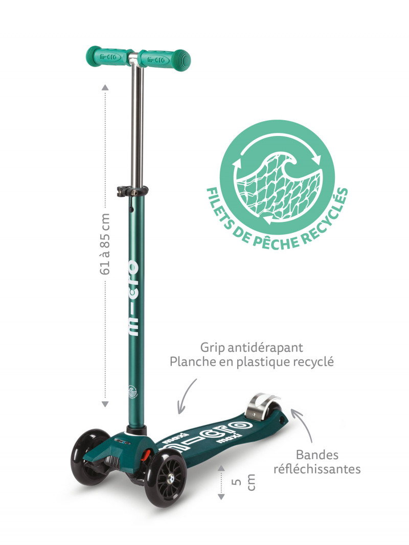 Trottinette enfant Maxi Micro Deluxe Éco Vert LED - Micro Mobility