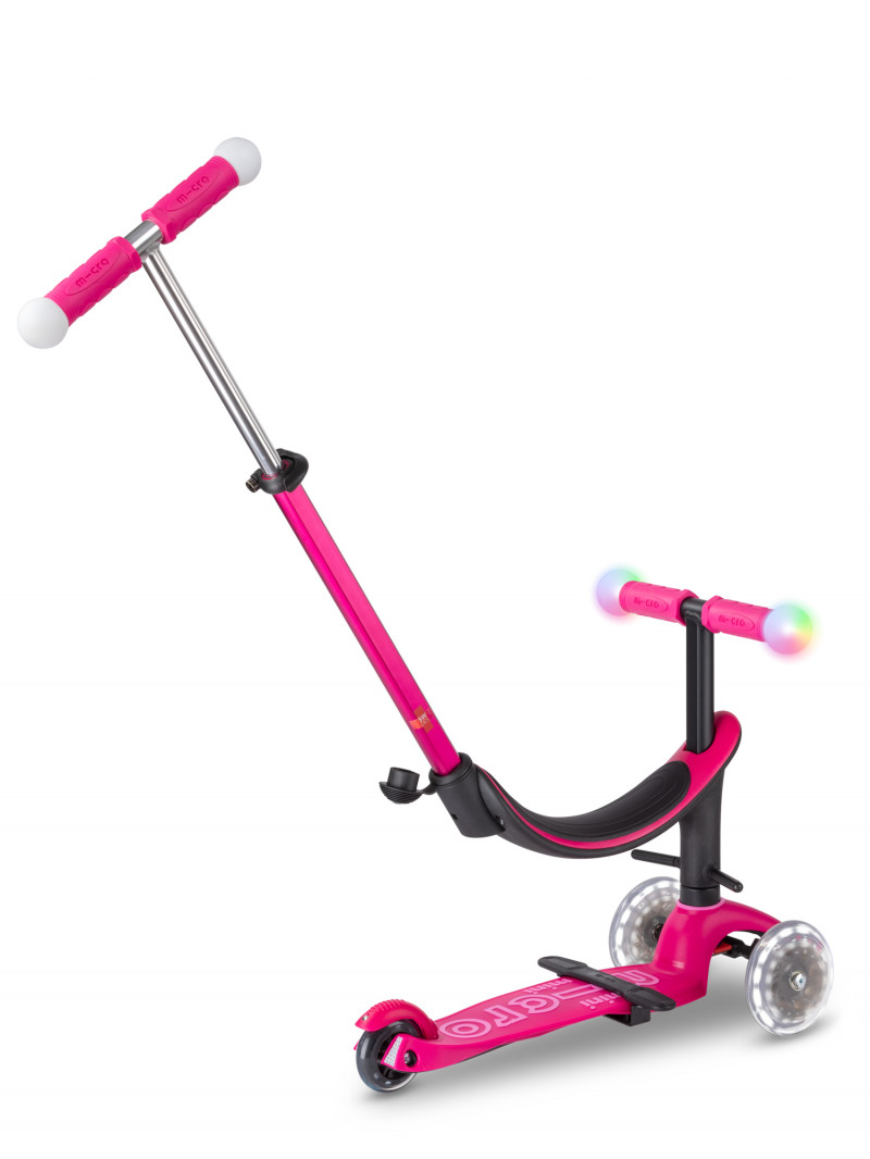 GLOBBER - Trottinette évolutive GO-UP DELUXE 3 roues avec repose-pieds,  Rose