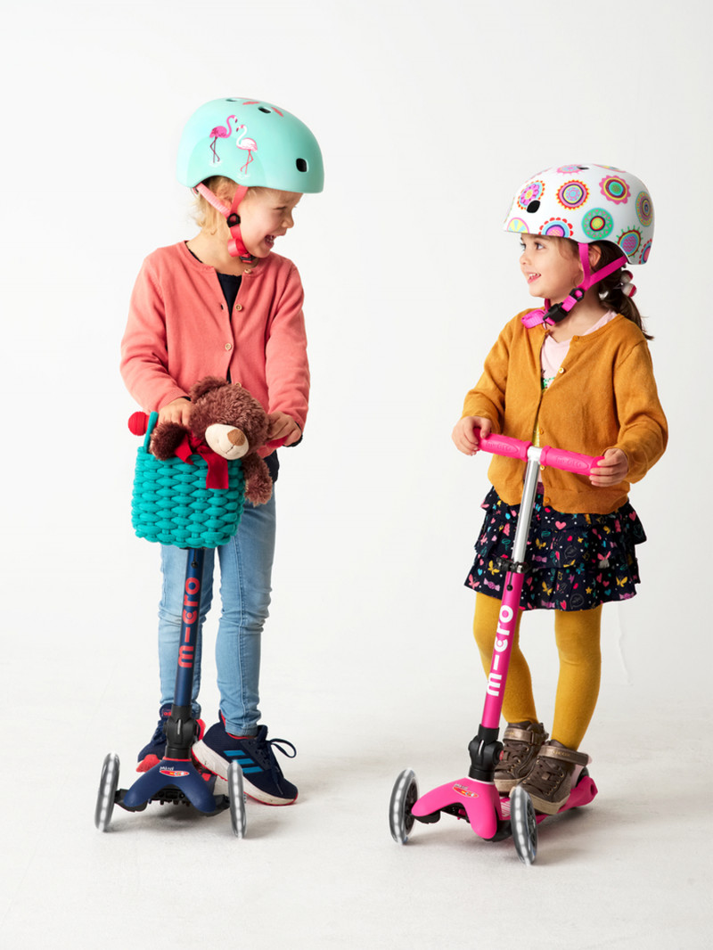 Trottinette 3 roues enfants Mini Micro Deluxe Rose pliable LED