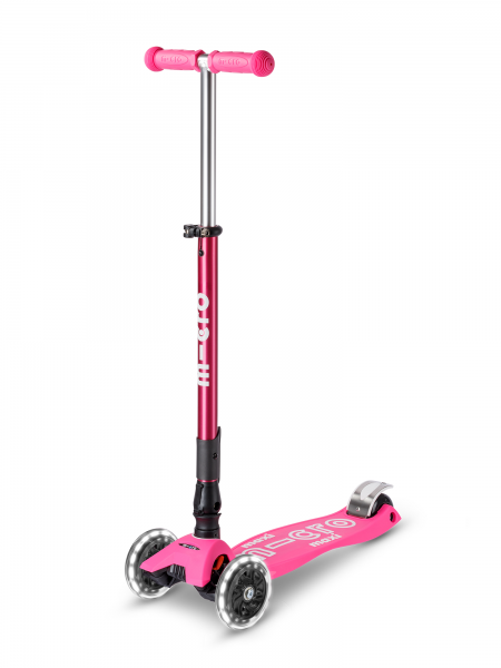 Trottinette enfant Maxi Micro Deluxe pliable Rose LED