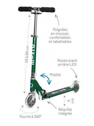 Trottinette 2 roues Micro Sprite Vert Sapin