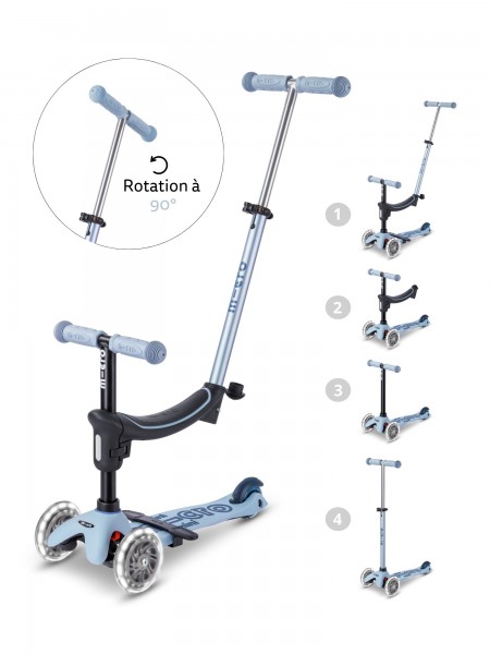 Trottinette Micro Mini 2Grow Bleu Ardoise LED