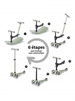 Trottinette Mini Micro Deluxe Rock & Go Vert Olive LED