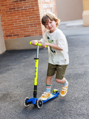 Trottinette enfant Maxi Micro Deluxe pliable Néon Jaune Canari LED
