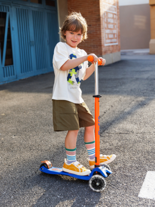 Trottinette enfant Maxi Micro Deluxe Néon Orange LED