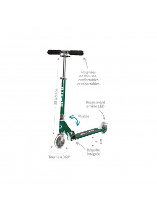 Trottinette Micro Sprite Bleu Saphir LED - Presque Parfaits