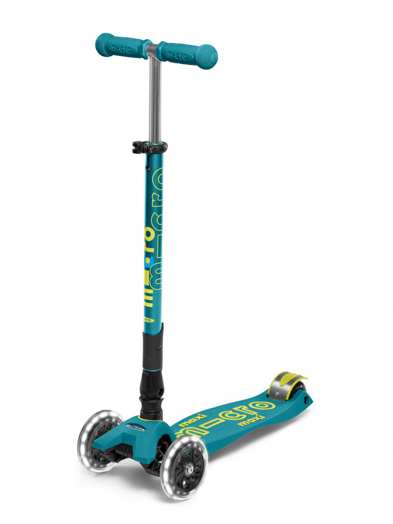 Trottinette enfant Maxi Micro Deluxe pliable Bleu Pétrole LED