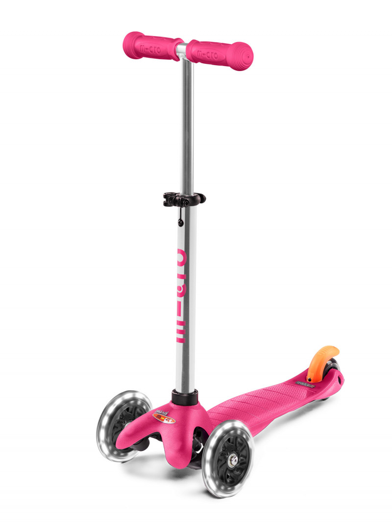 Trottinette 3 roues Mini Micro Plus LED rose - Micro Mobility