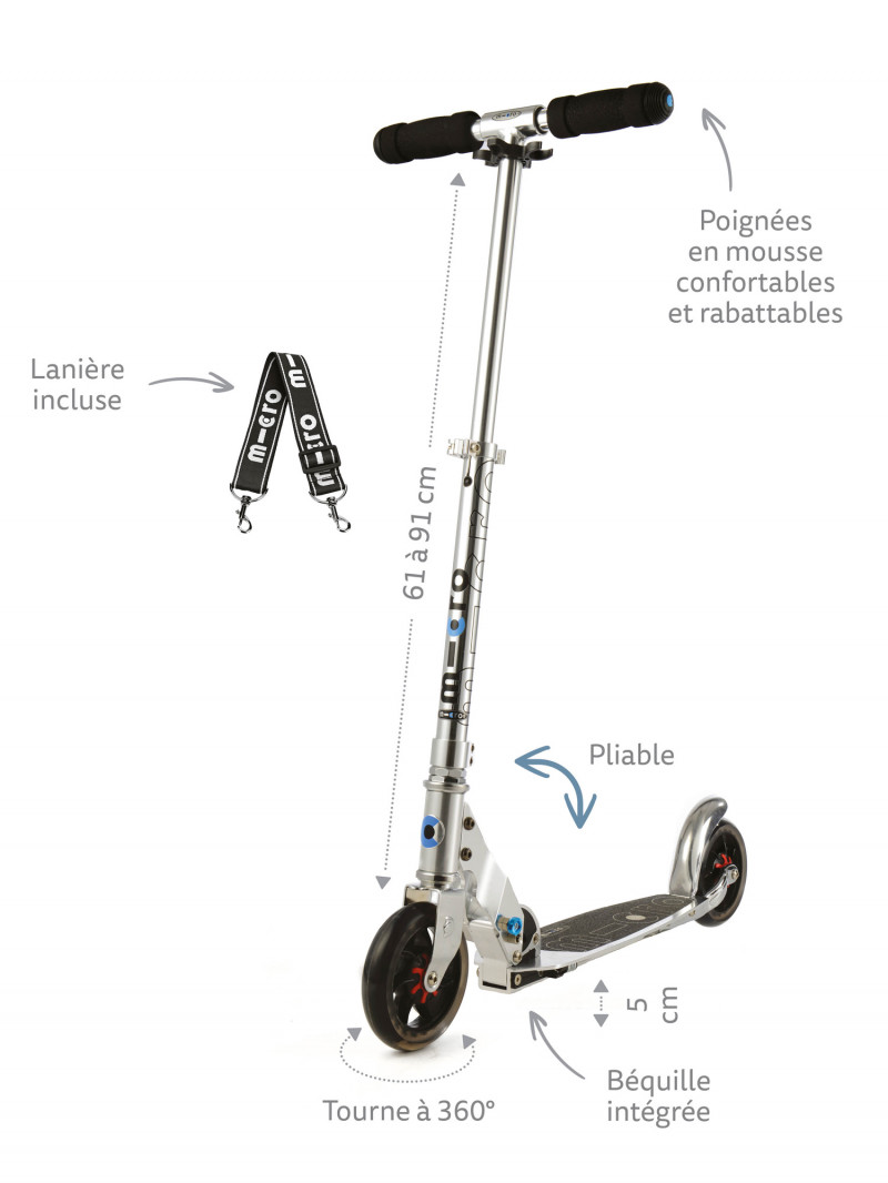 Trottinette adulte Micro Speed+ Silver - Micro Mobility