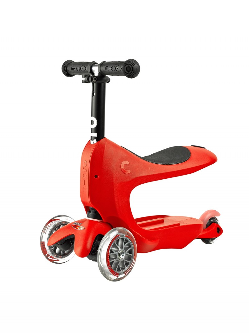 Pack Trottinette évolutive Mini 2Go Deluxe Rouge LED - Micro Mobility