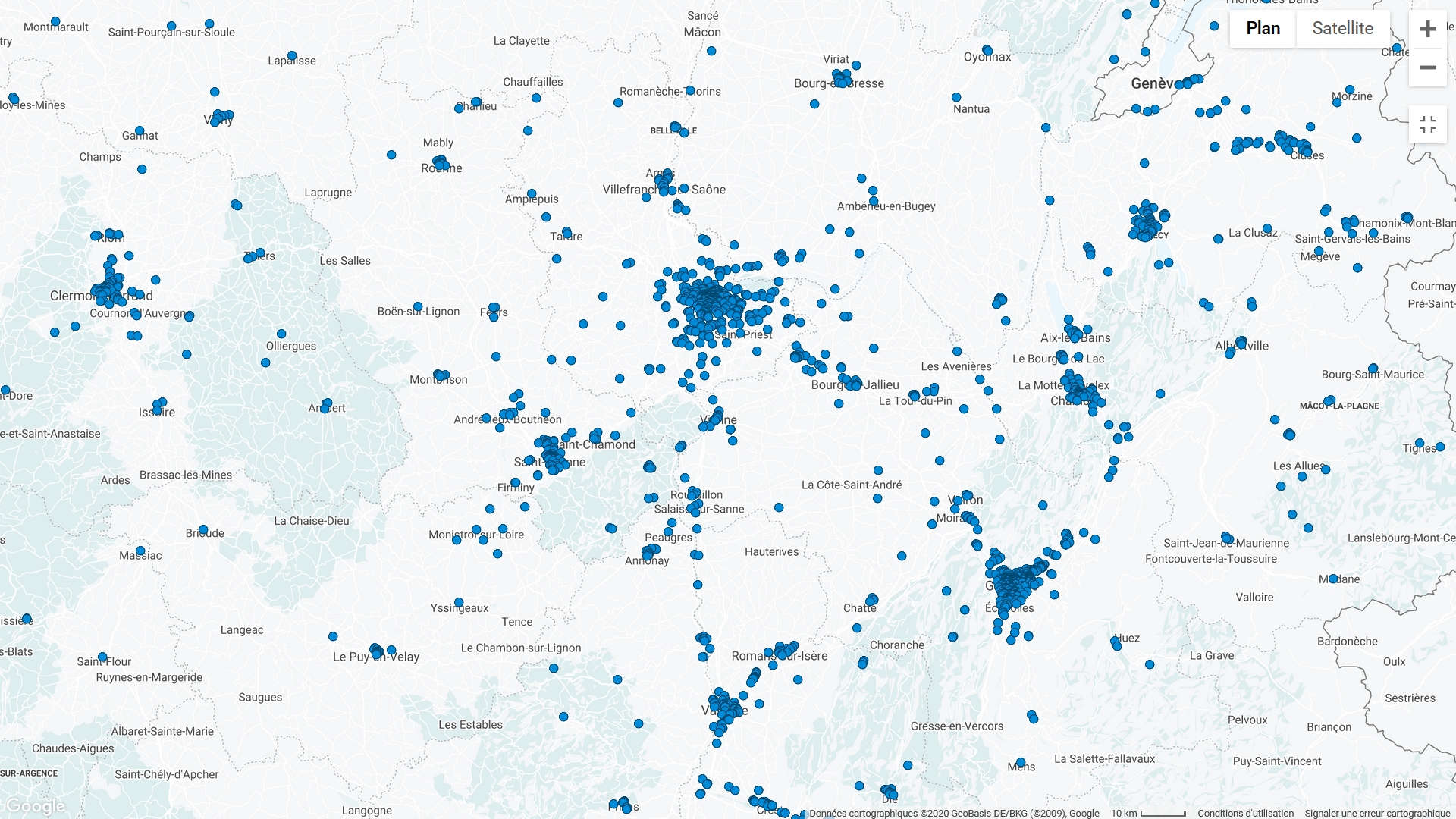 Carte interactive Semaine de la Mobilité 2020 en Rhône-Alpes