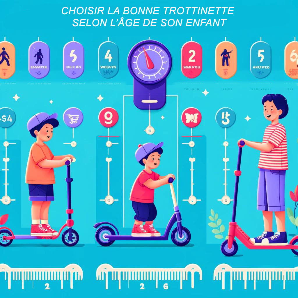 infographie qui récapitule les critères de sélection des trottinette enfant