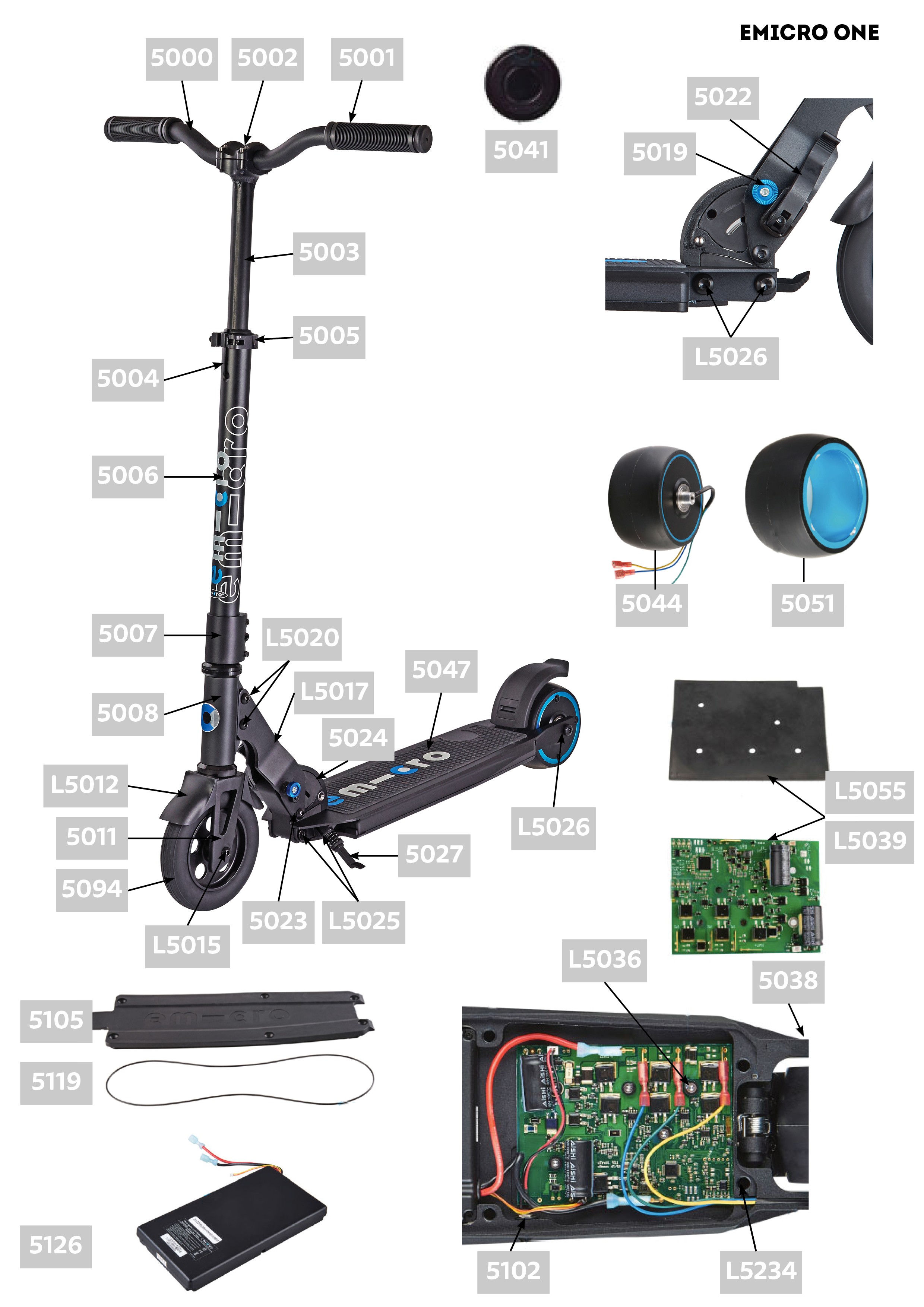 Pièces détachées pour trottinette électrique emicro one - Micro Mobility